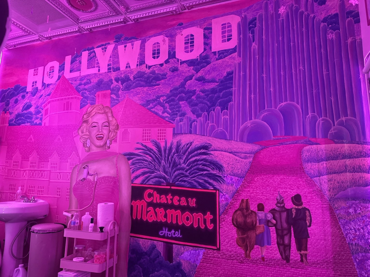 Chateau Marmont inspired mural at Pink Ink Tattoo
