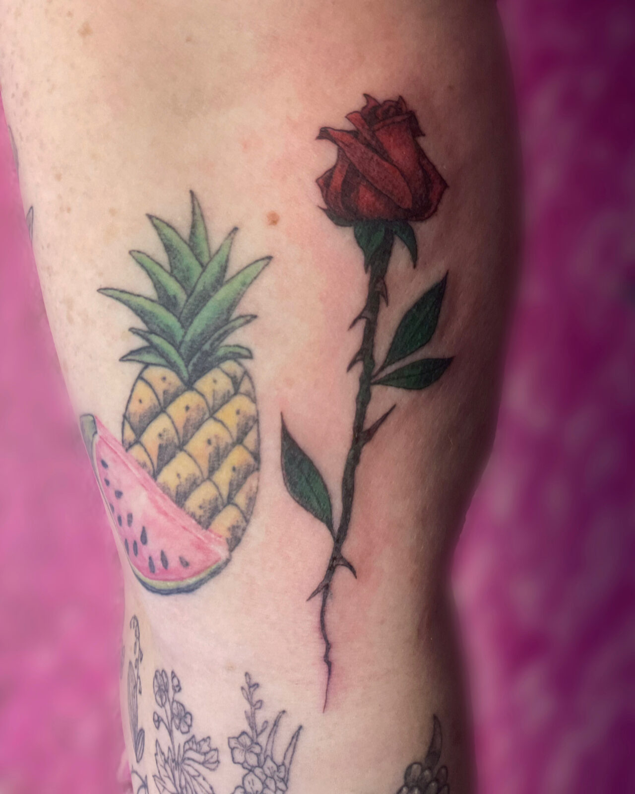Color tattoo work at Pink Ink Tattoo