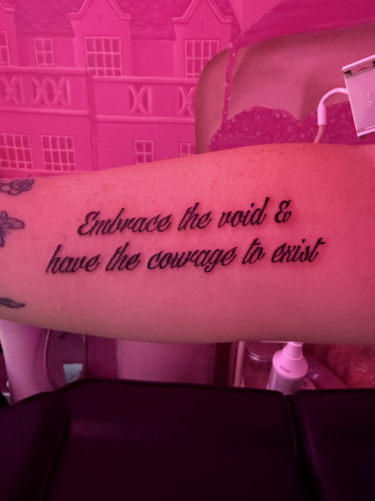 Pink Ink Tattoo Fine Line example