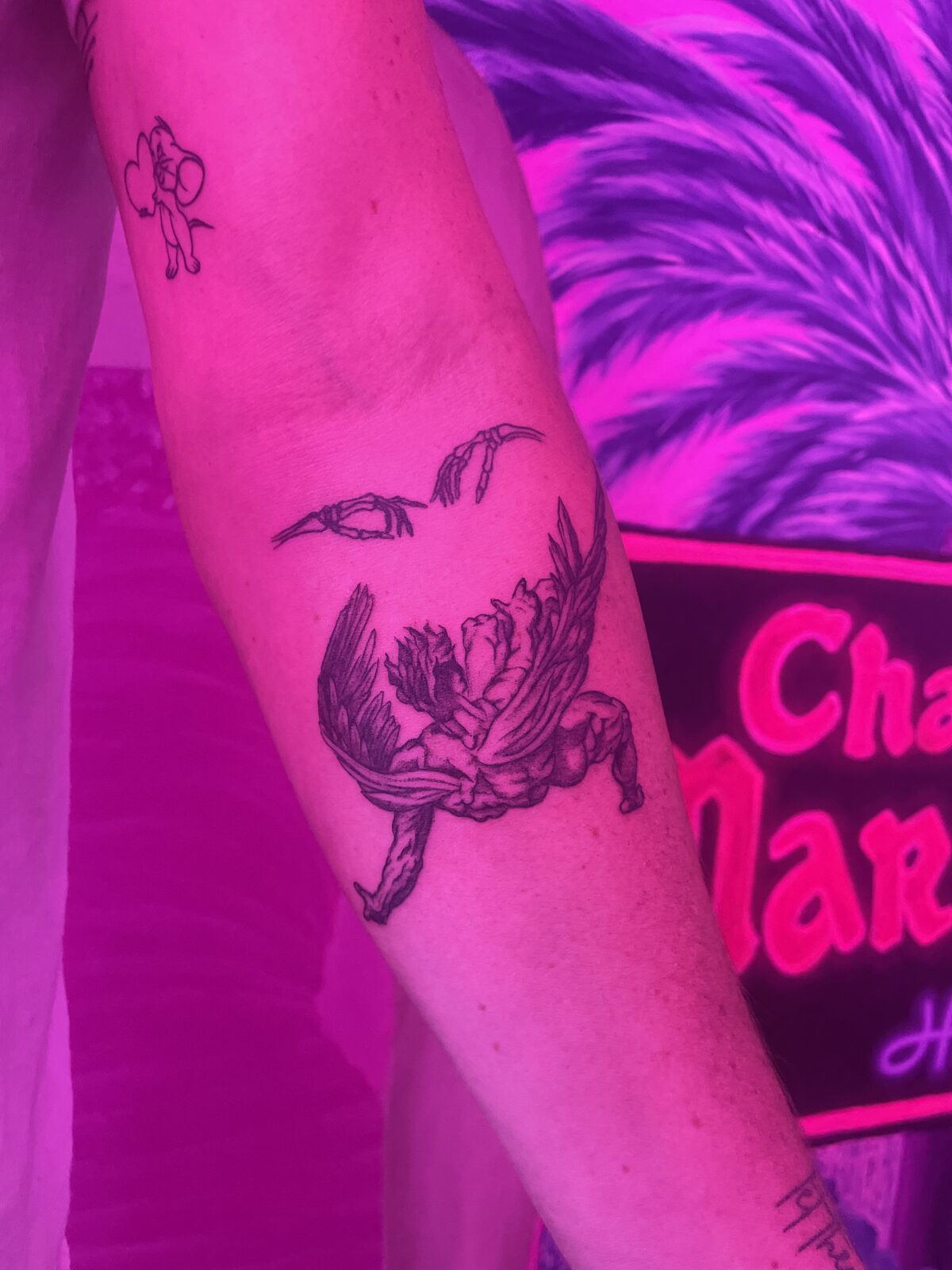 Pink Ink Tattoo Fine Line example