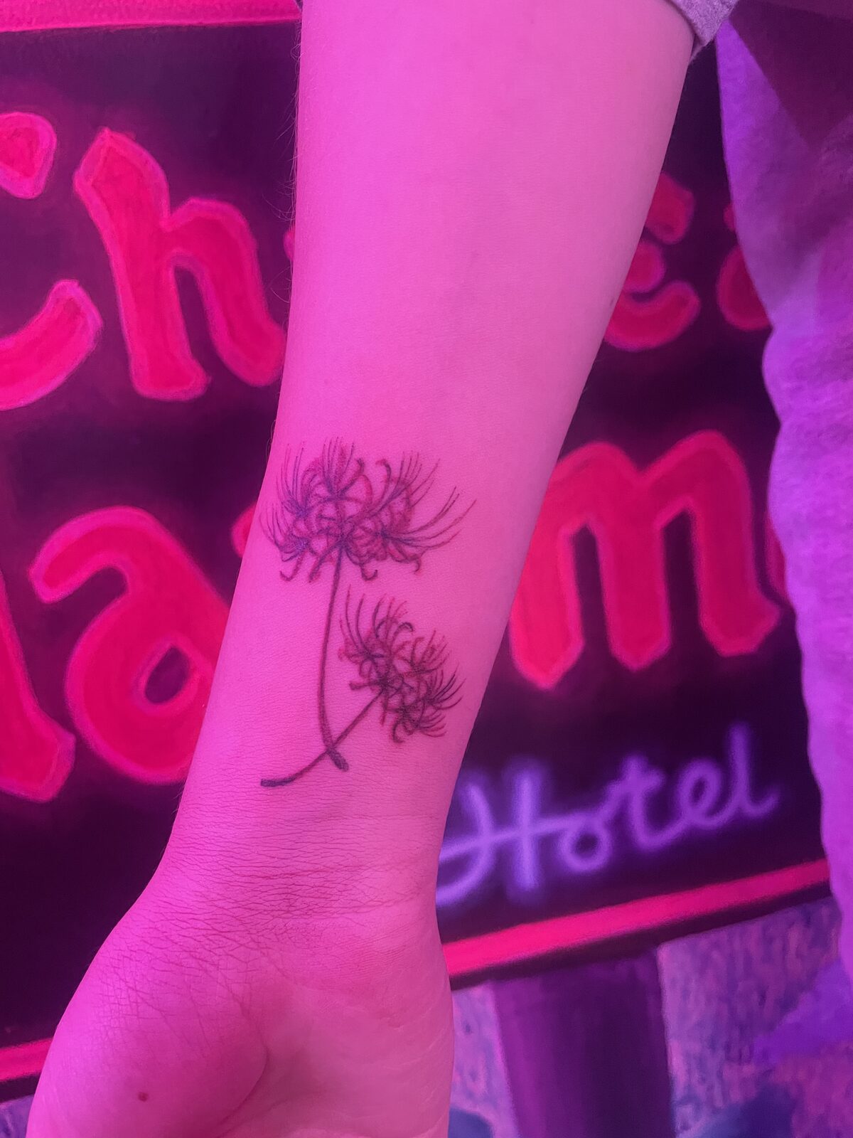 Pink Ink Tattoo Fine Line example