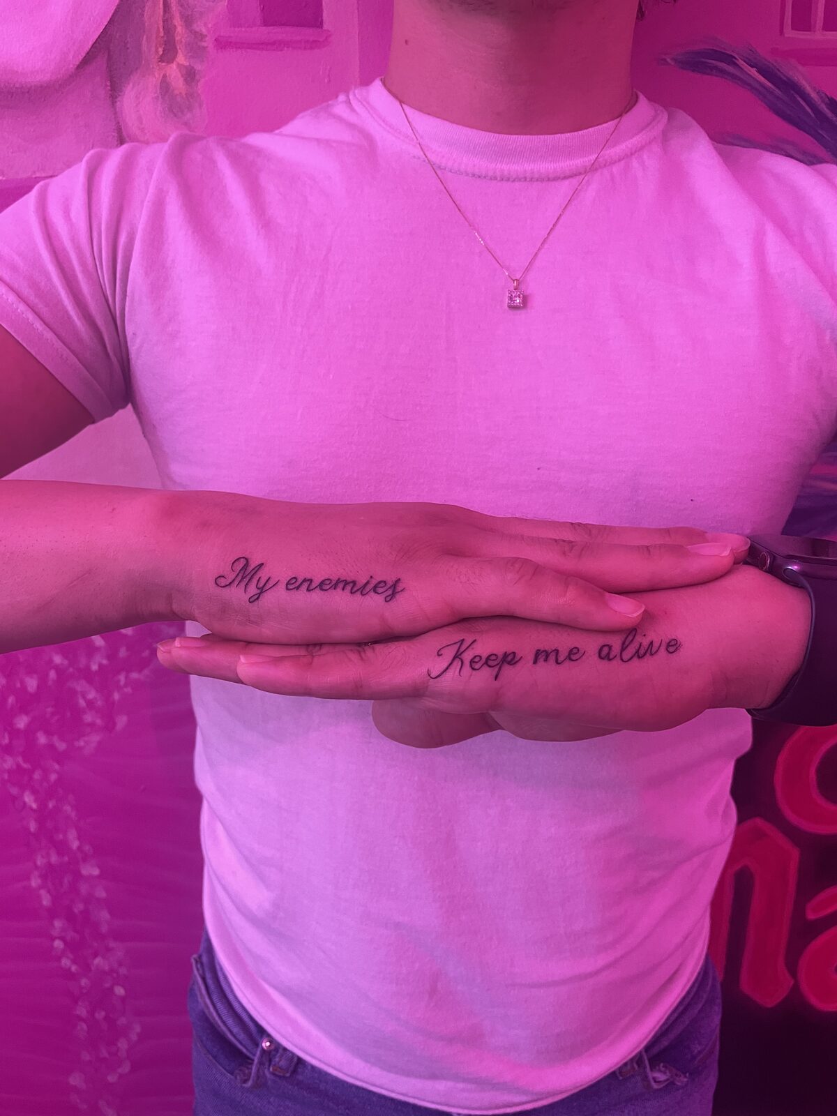 Pink Ink Tattoo Fine Line example