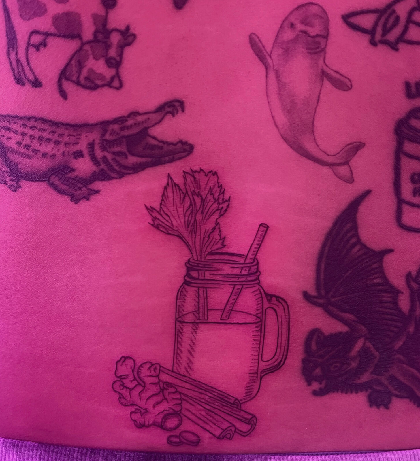 Pink Ink Tattoo Fine Line example