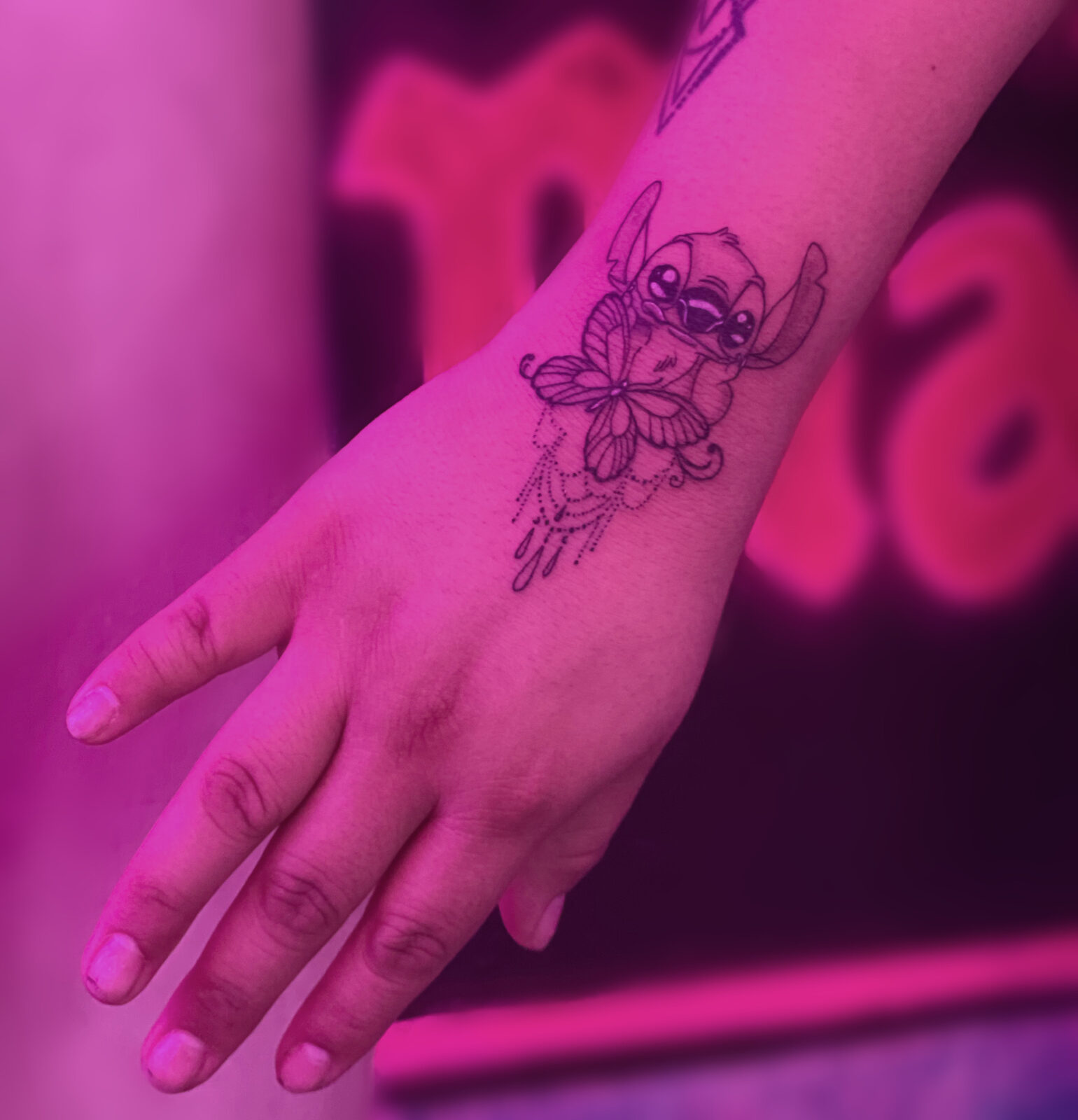 Pink Ink Tattoo Fine Line example
