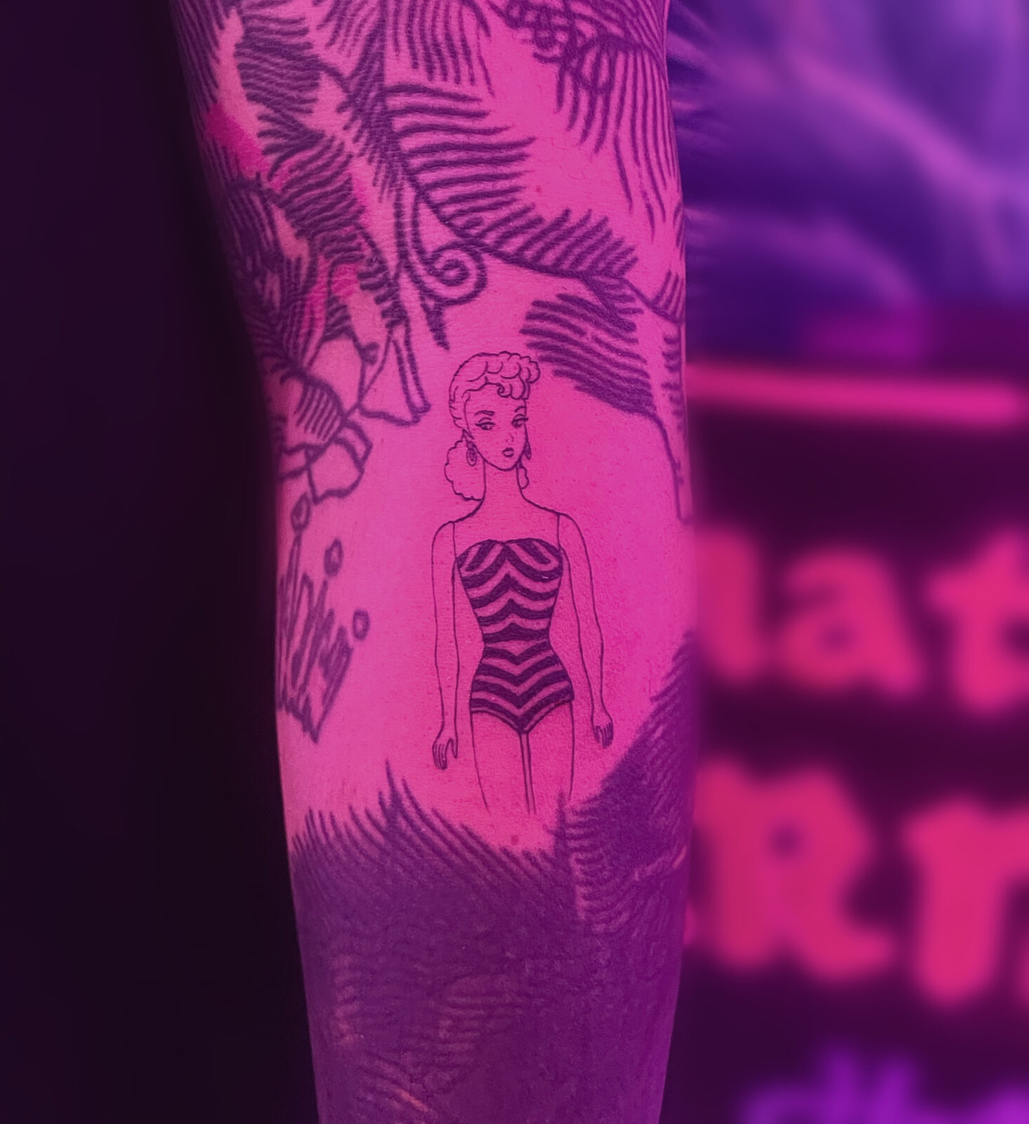 Pink Ink Tattoo Fine Line example