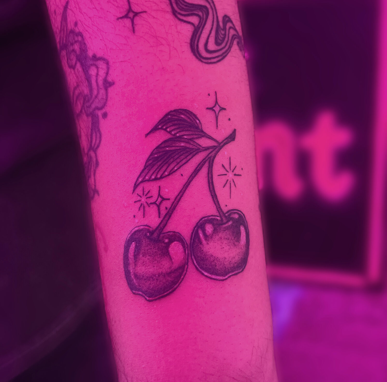 Pink Ink Tattoo Fine Line example