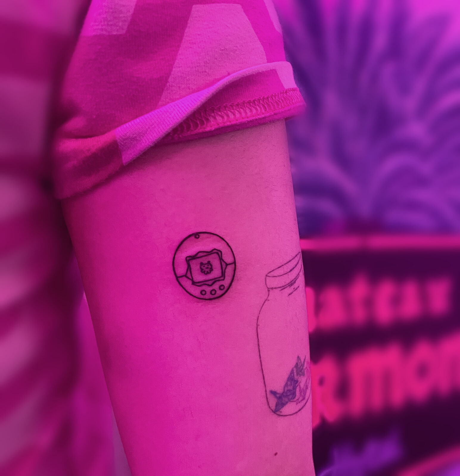 Pink Ink Tattoo Fine Line example