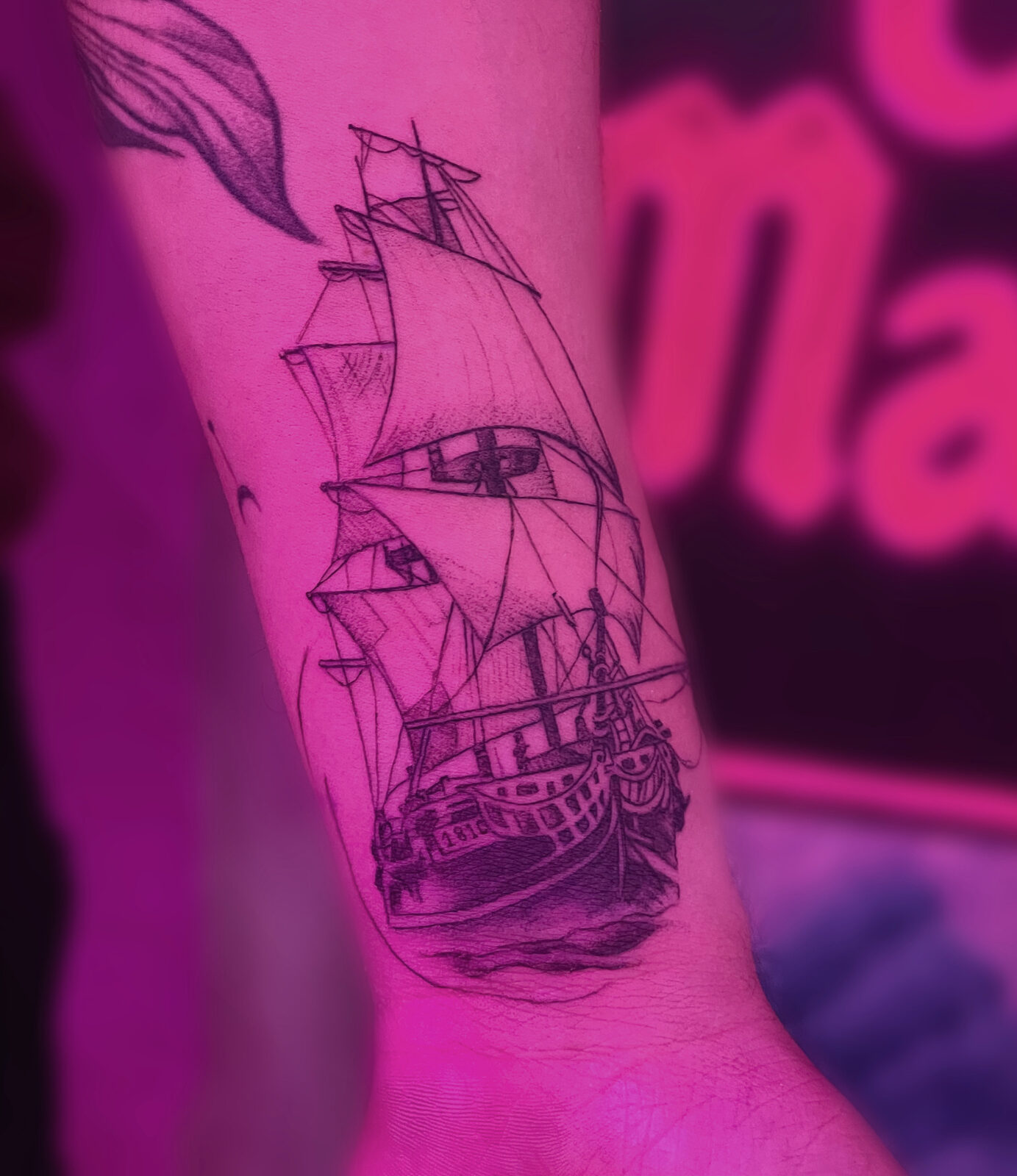 Pink Ink Tattoo Large Piece example