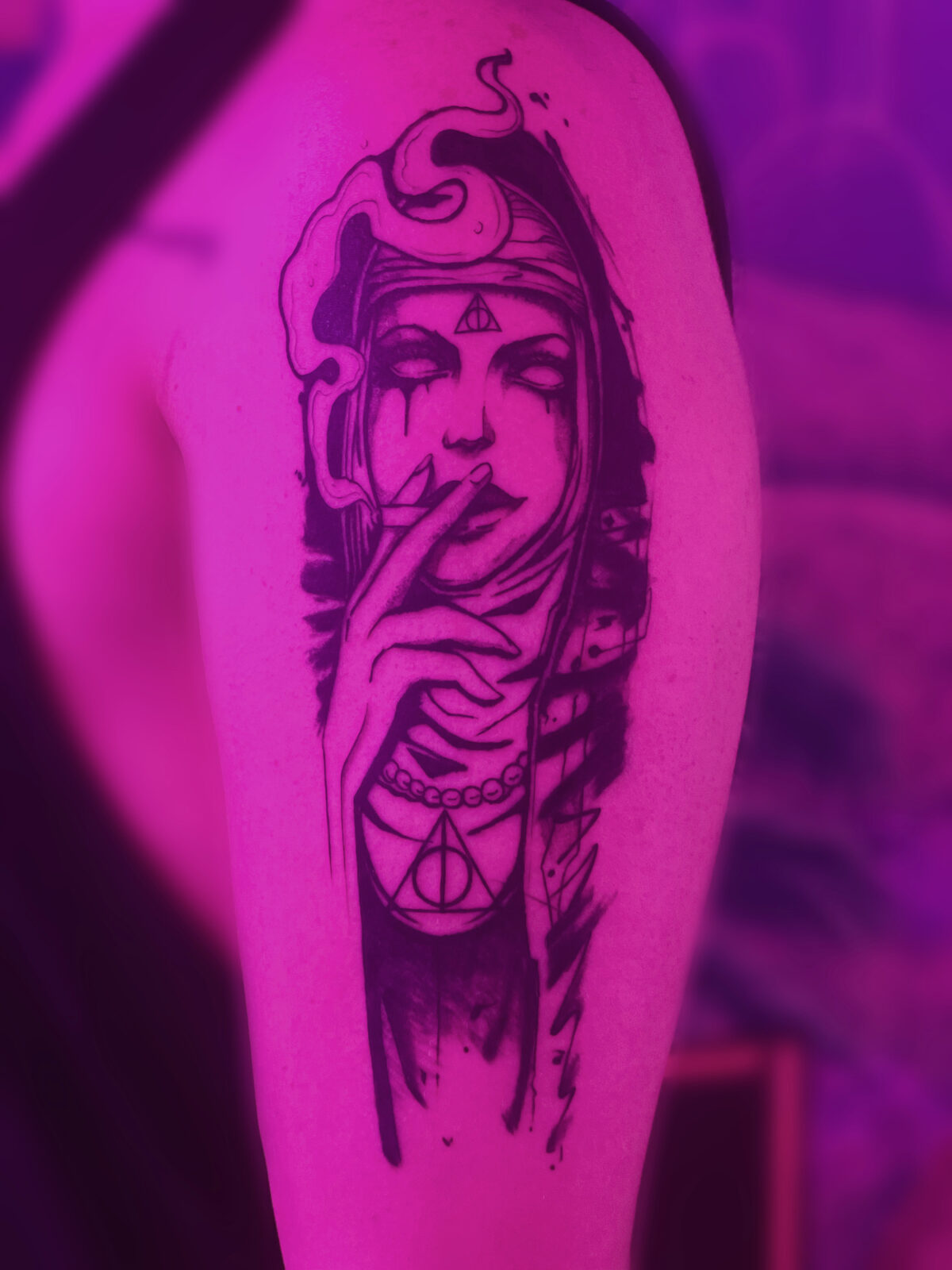 Pink Ink Tattoo Portrait example